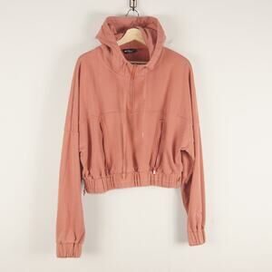 Popflex Half Zip Warm Up Dusty Pink Hoodie Sweater Womens Sz M